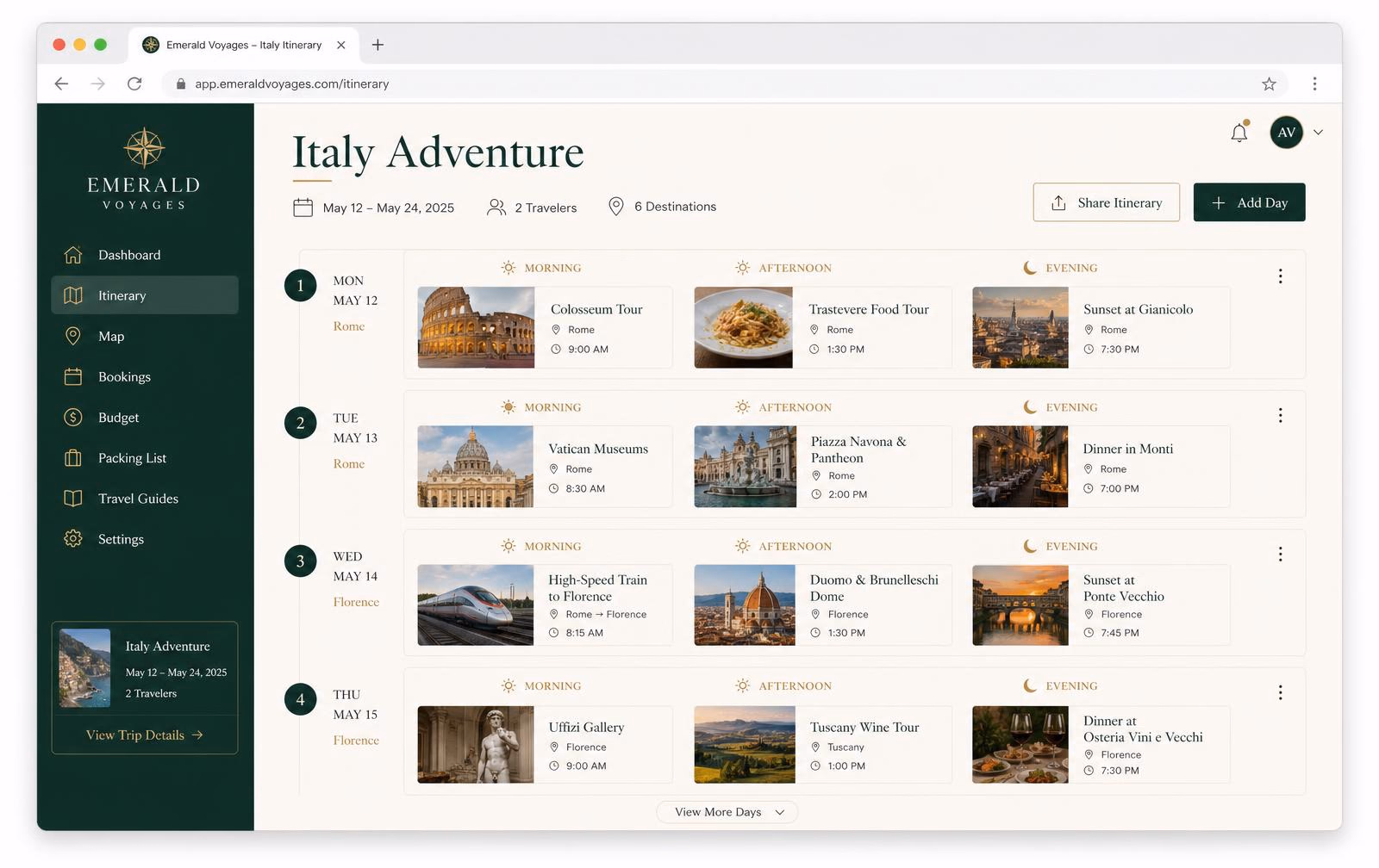 Tela da Ferramenta: A viagem inteira em uma linha do tempo
